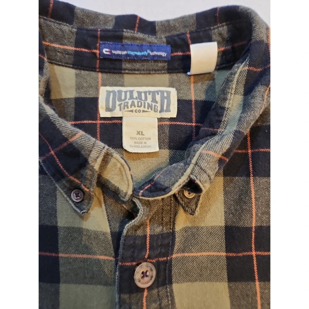 Deluth‎ Trading Co MagnaReady Flannel Shirt Mens XL Olive Plaid Magnetic Closure